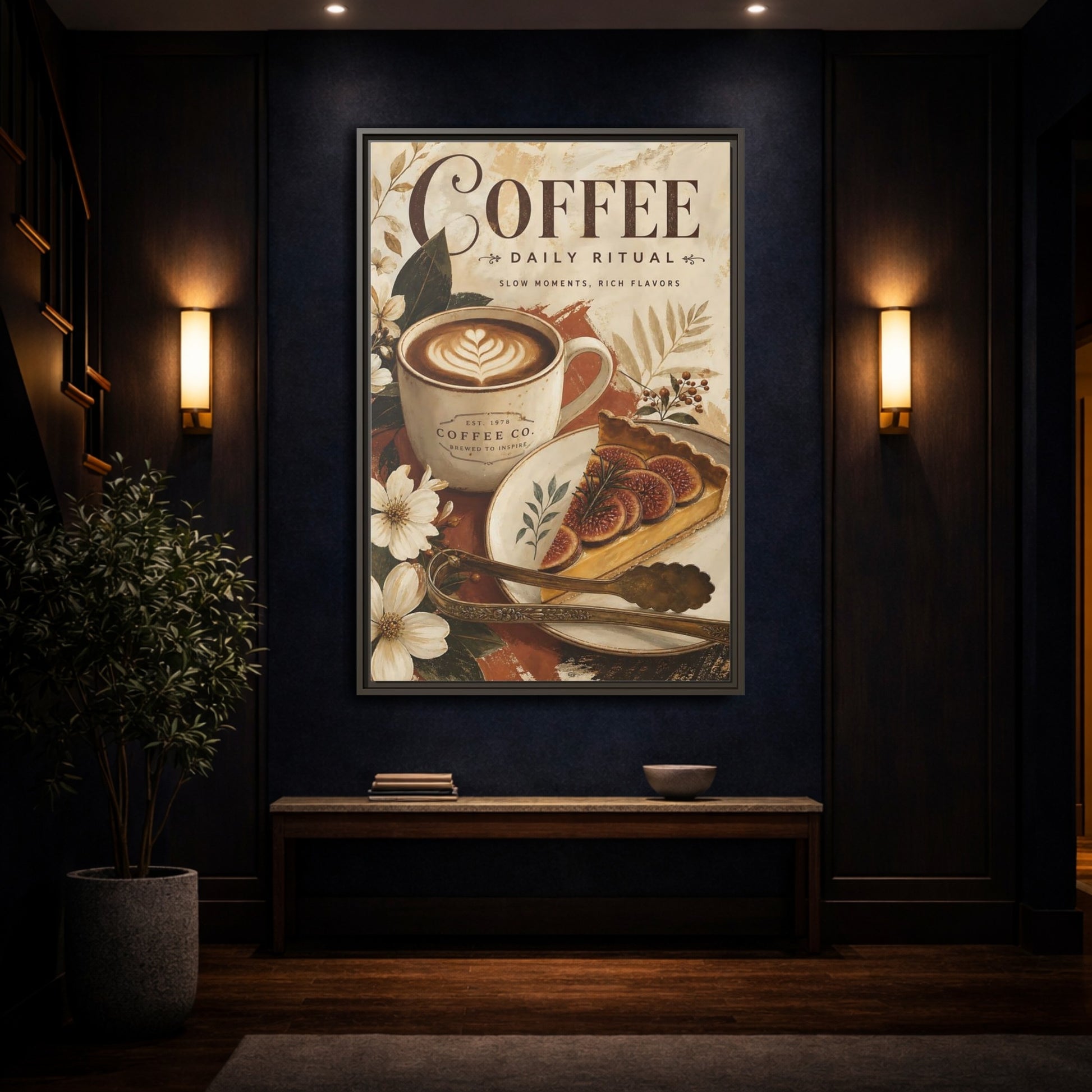 Mockup 4. Coffee Daily Ritual shown as framed canvas print