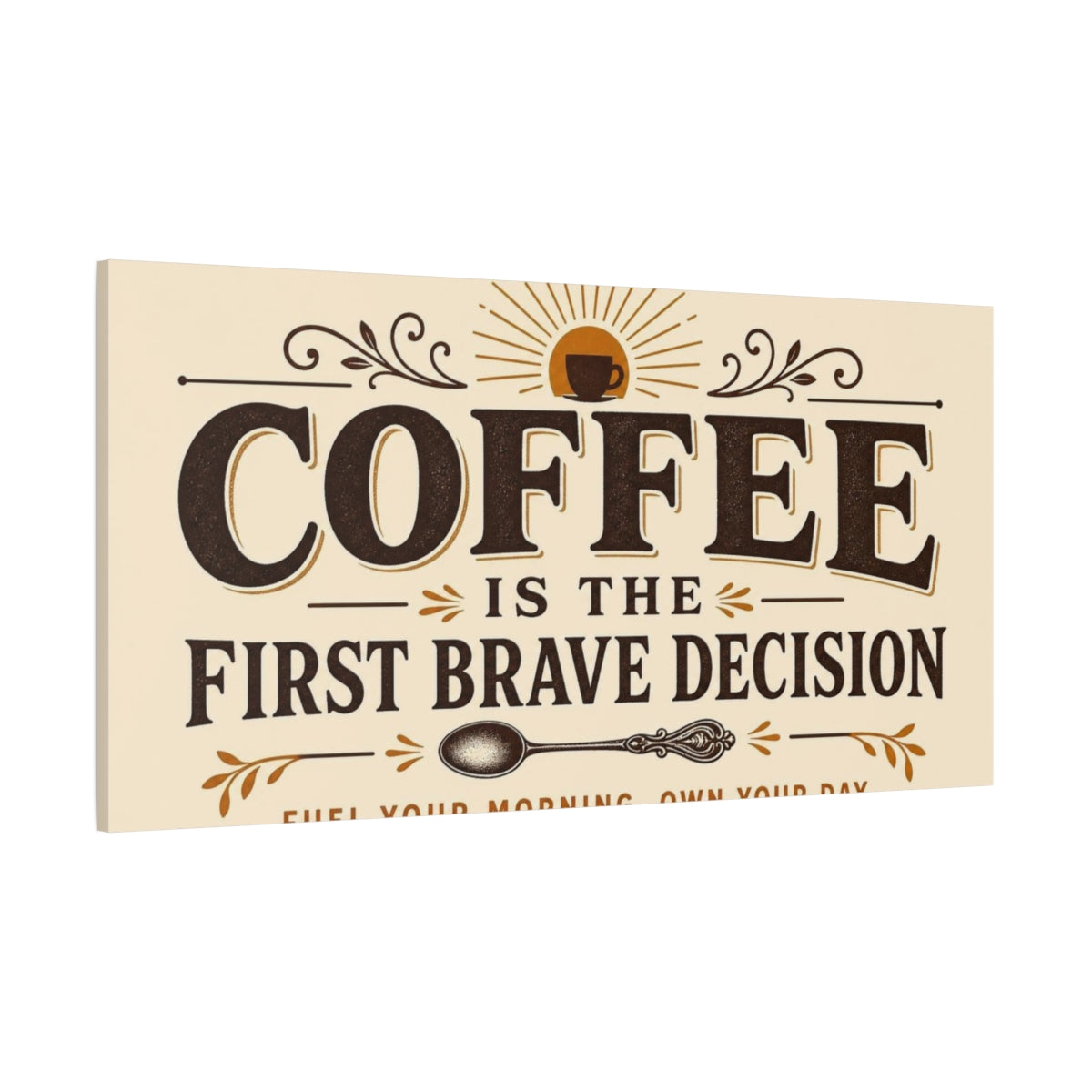 Side Mockup 2. Coffee: First Brave Decision canvas print