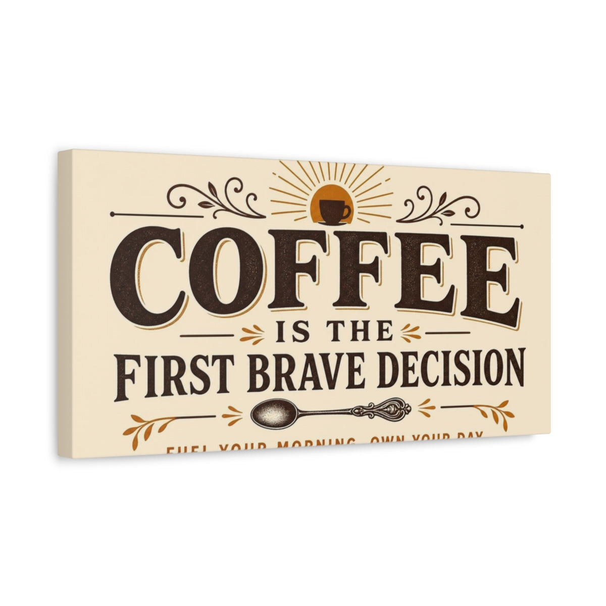 Side Mockup 3. Coffee: First Brave Decision canvas print