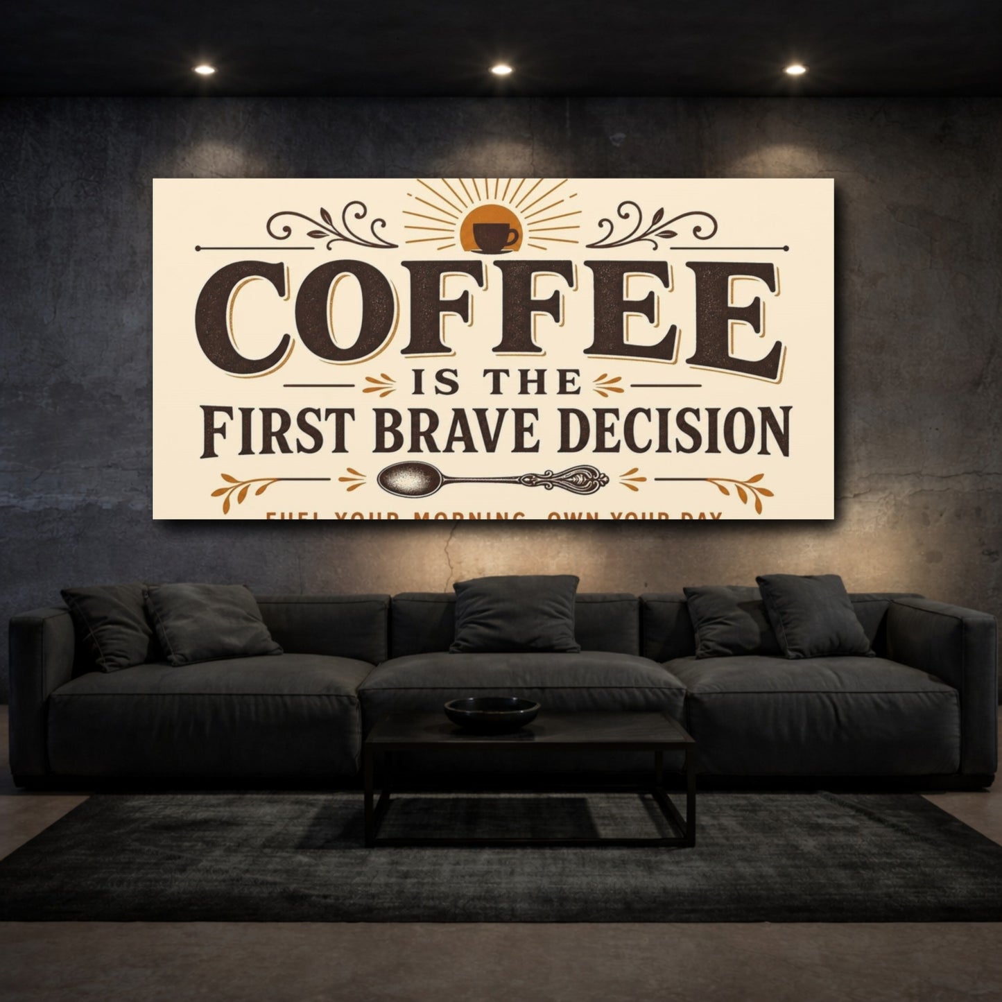 Mockup 3. Coffee: First Brave Decision canvas print