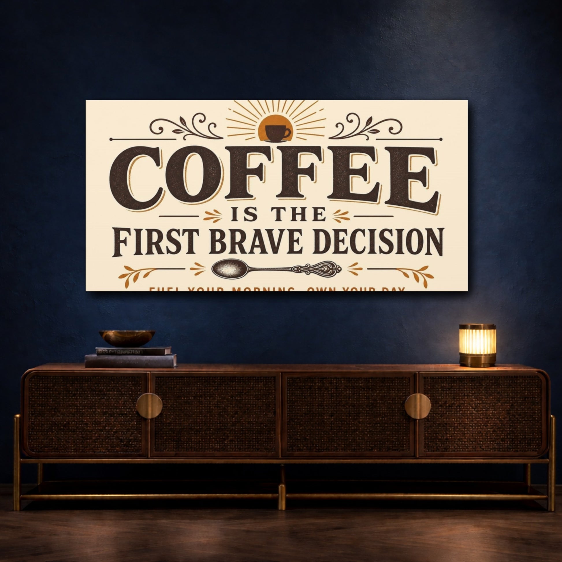Mockup 4. Coffee: First Brave Decision canvas print