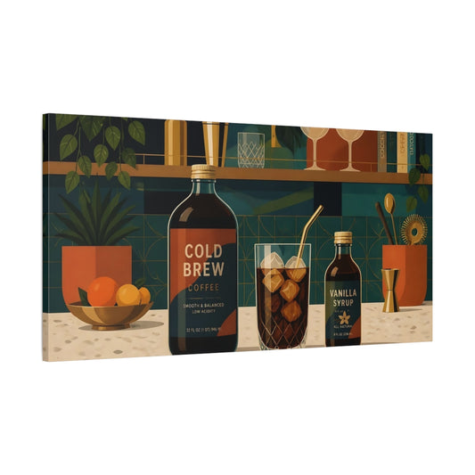 Main Mockup. Cold Brew Coffee Bar shown as canvas print