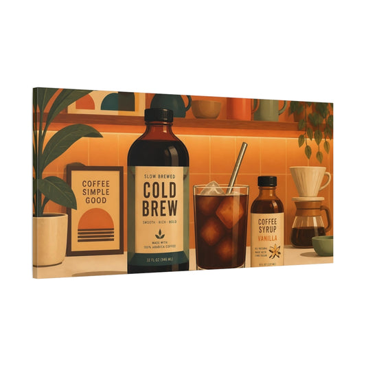 Main Mockup. Cold Brew Coffee Bar shown as canvas print
