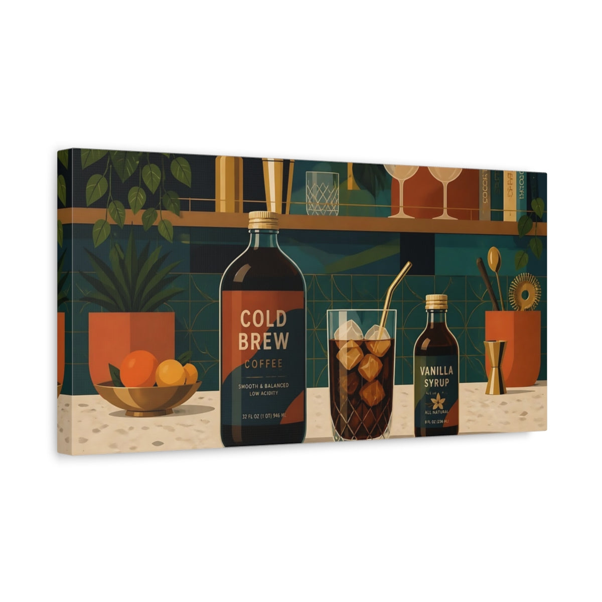 Side Mockup 3. Cold Brew Coffee Bar shown as canvas print