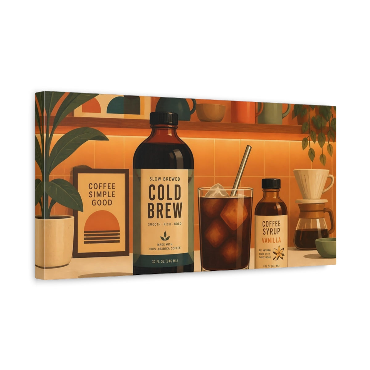 Side Mockup 3. Cold Brew Coffee Bar shown as canvas print