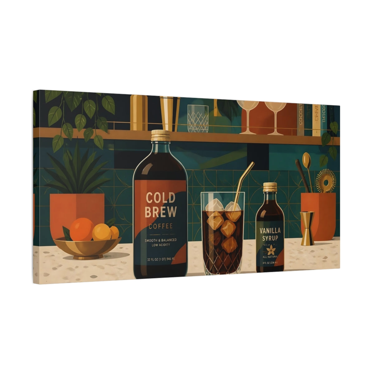 Side Mockup 1. Cold Brew Coffee Bar shown as canvas print