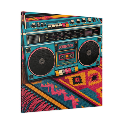 Side Mockup 1. Colorful Retro Boombox shown as canvas print