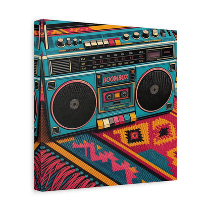 Side Mockup 8. Colorful Retro Boombox shown as canvas print