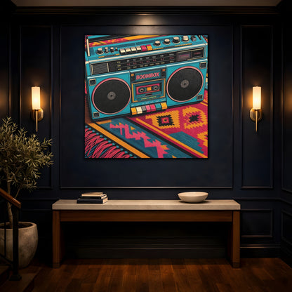 Mockup 4. Colorful Retro Boombox shown as canvas print