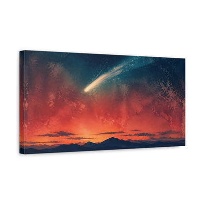 Side Mockup 3. Comet Over Red Twilight shown as canvas print