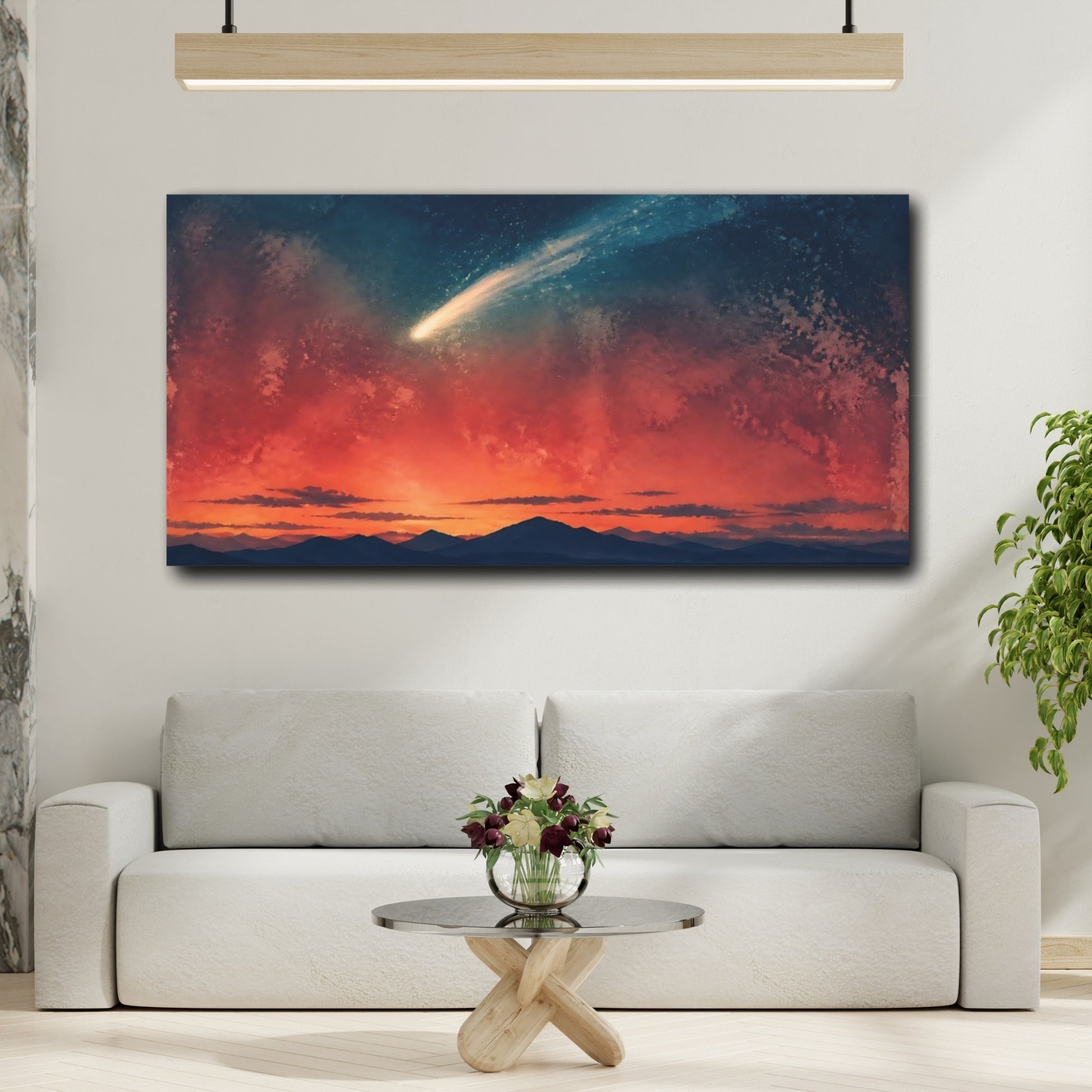 Mockup 2. Comet Over Red Twilight shown as canvas print