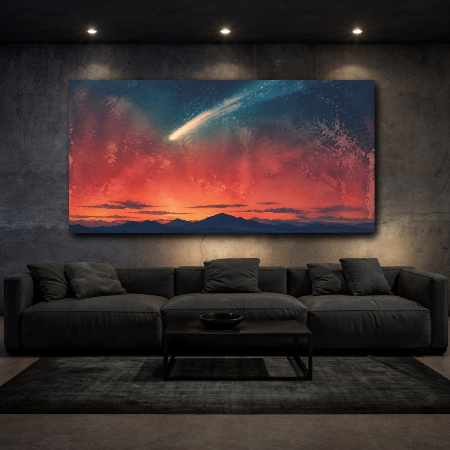 Mockup 3. Comet Over Red Twilight shown as canvas print