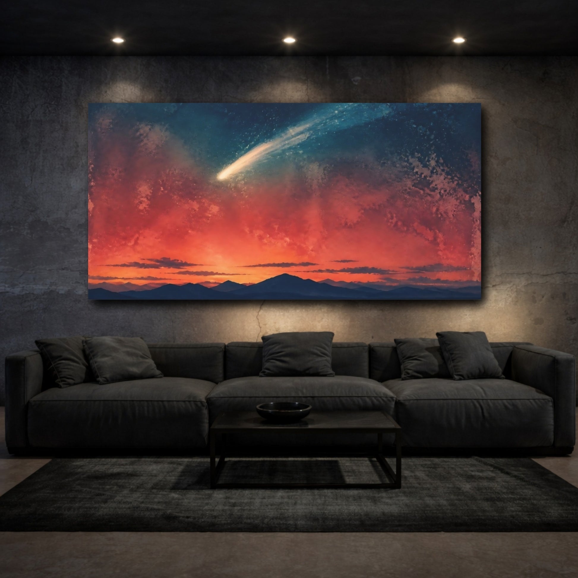 Mockup 3. Comet Over Red Twilight shown as canvas print