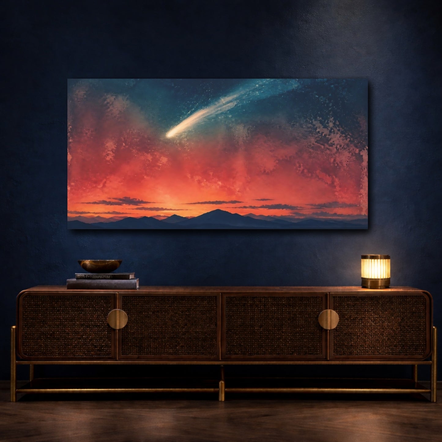 Mockup 4. Comet Over Red Twilight shown as canvas print