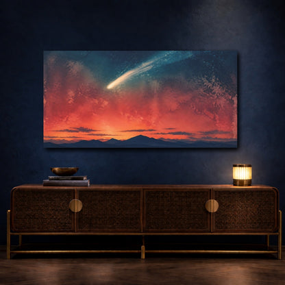 Mockup 4. Comet Over Red Twilight shown as canvas print