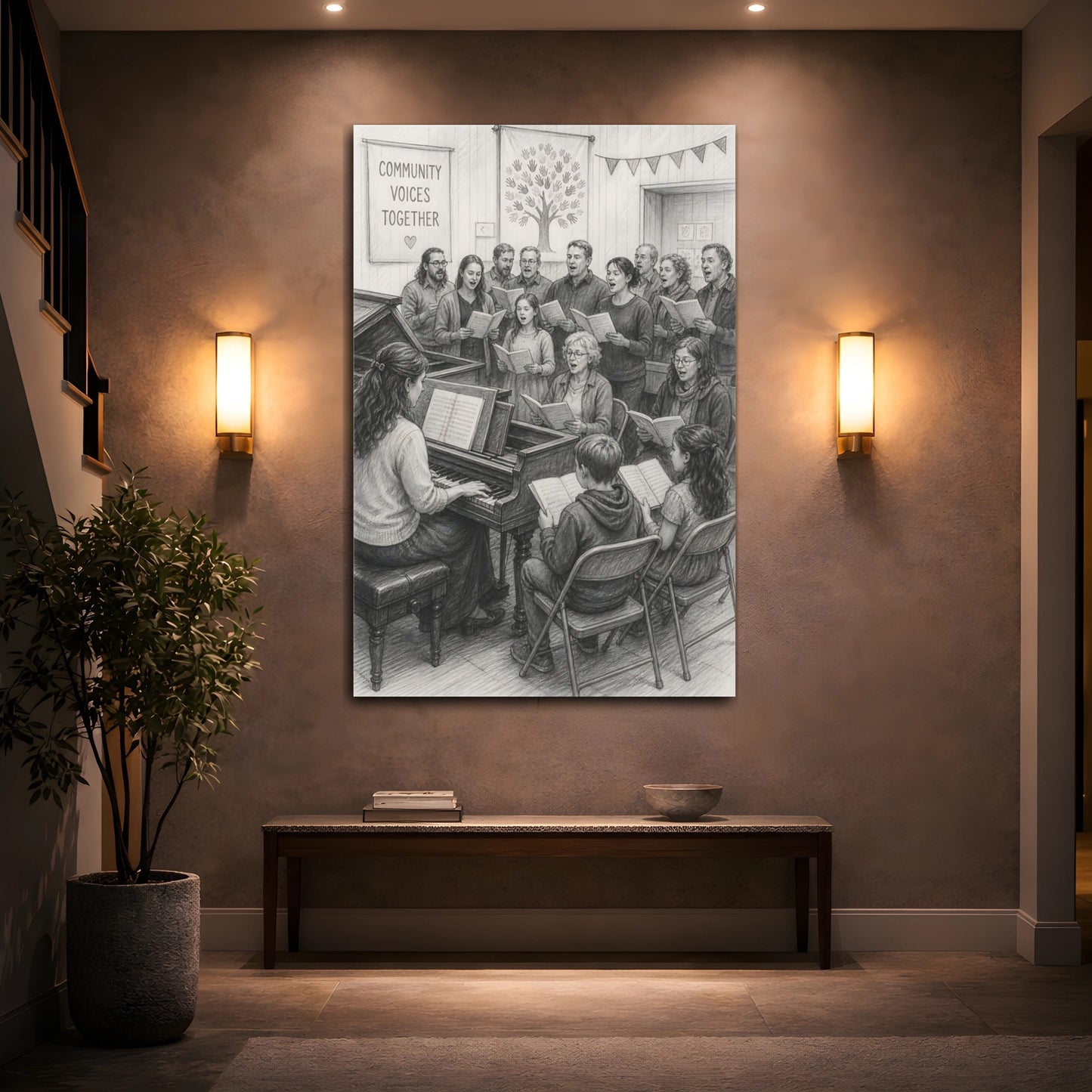 Mockup 2. Community Choir Rehearsal shown as canvas print