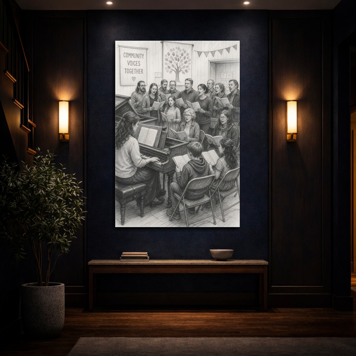 Mockup 4. Community Choir Rehearsal shown as canvas print