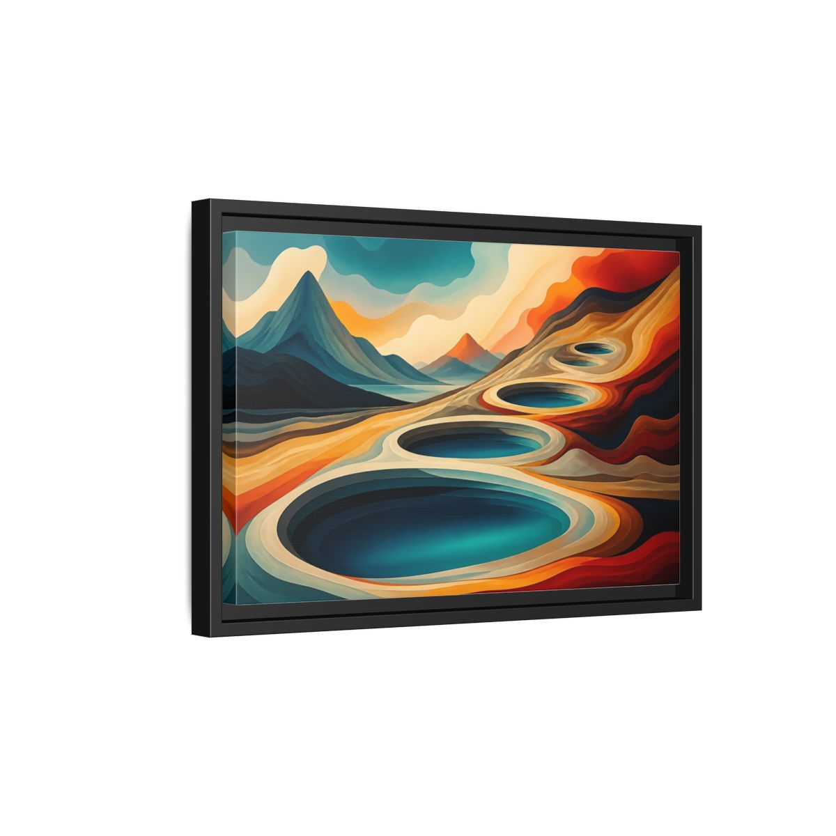 Side Mockup 6. Concentric Mountain Pools shown as framed canvas print