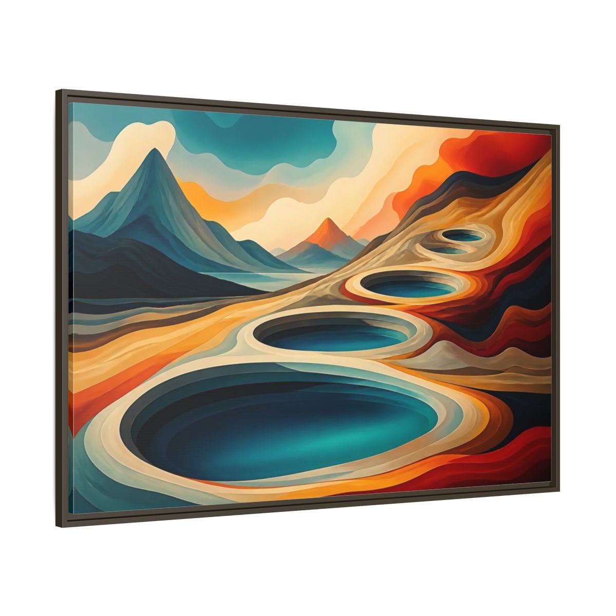 Side Mockup 8. Concentric Mountain Pools shown as framed canvas print