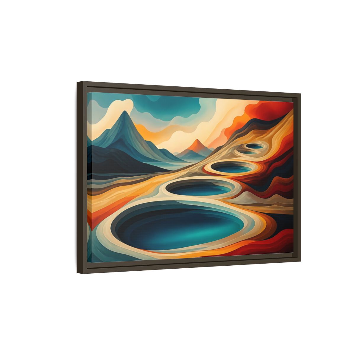 Side Mockup 2. Concentric Mountain Pools shown as framed canvas print