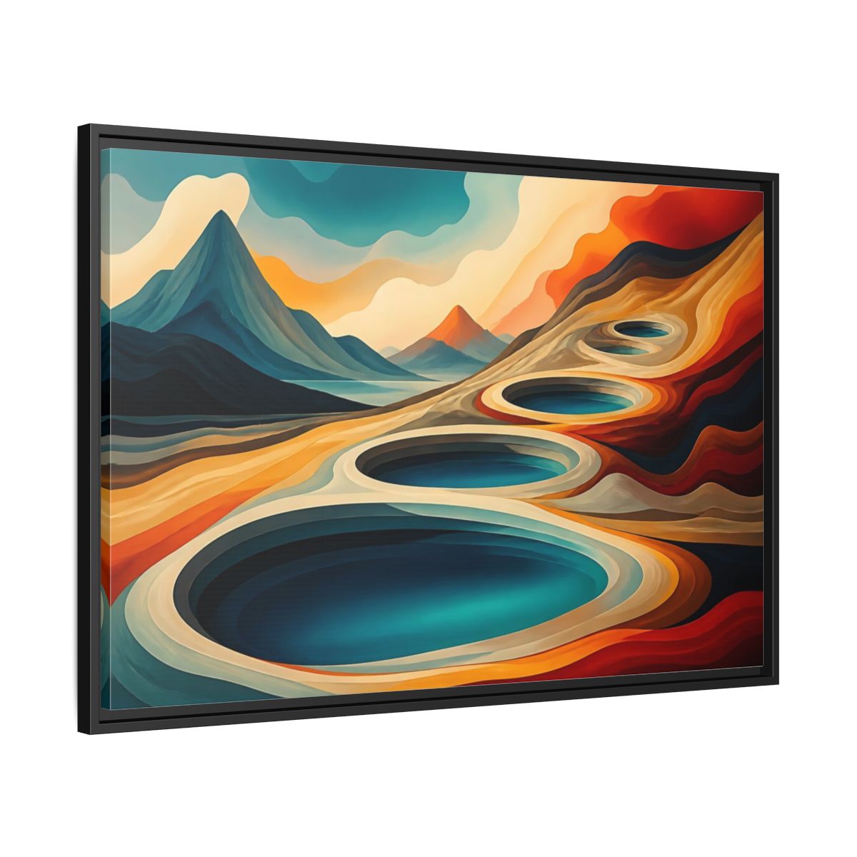 Side Mockup 13. Concentric Mountain Pools shown as framed canvas print
