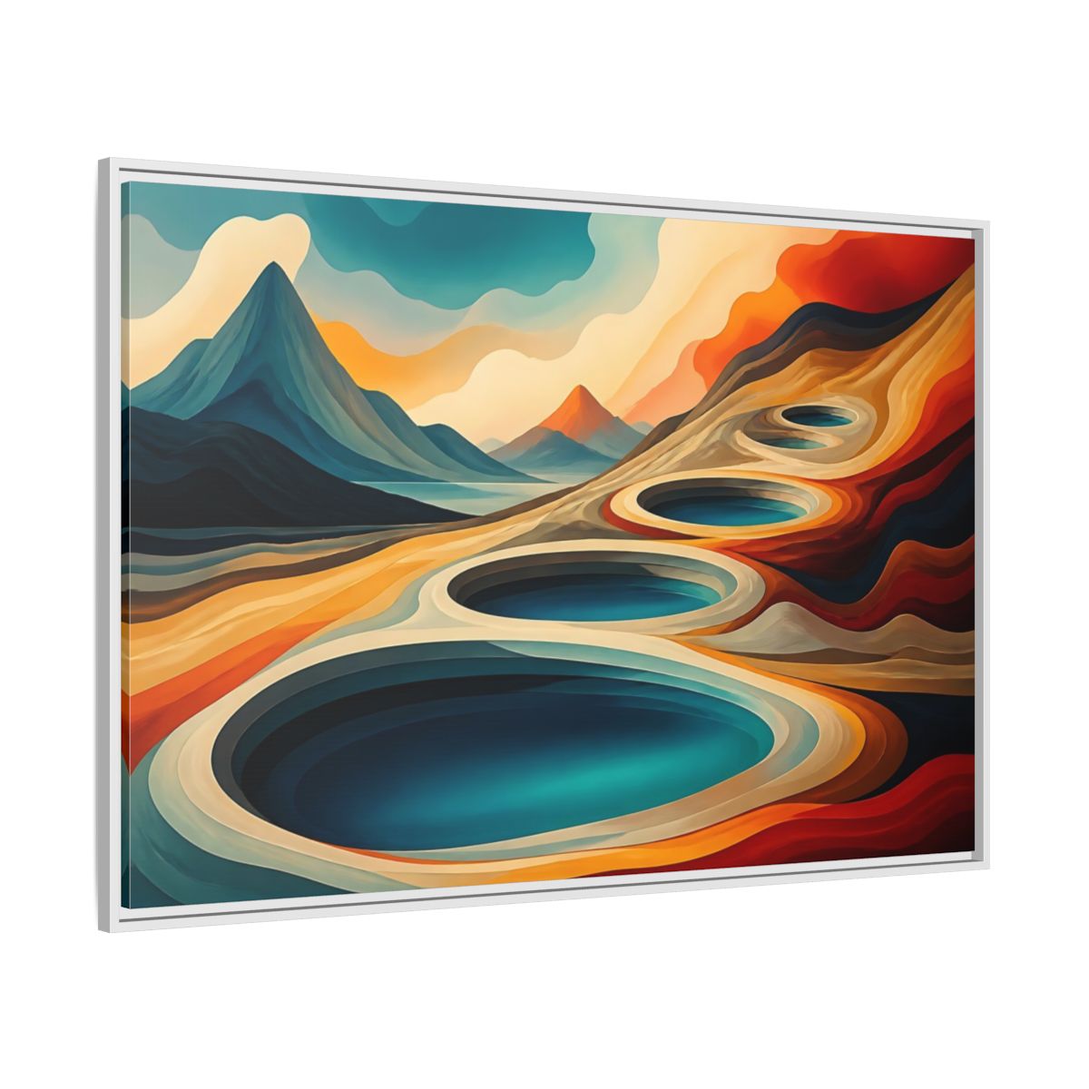Side Mockup 7. Concentric Mountain Pools shown as framed canvas print