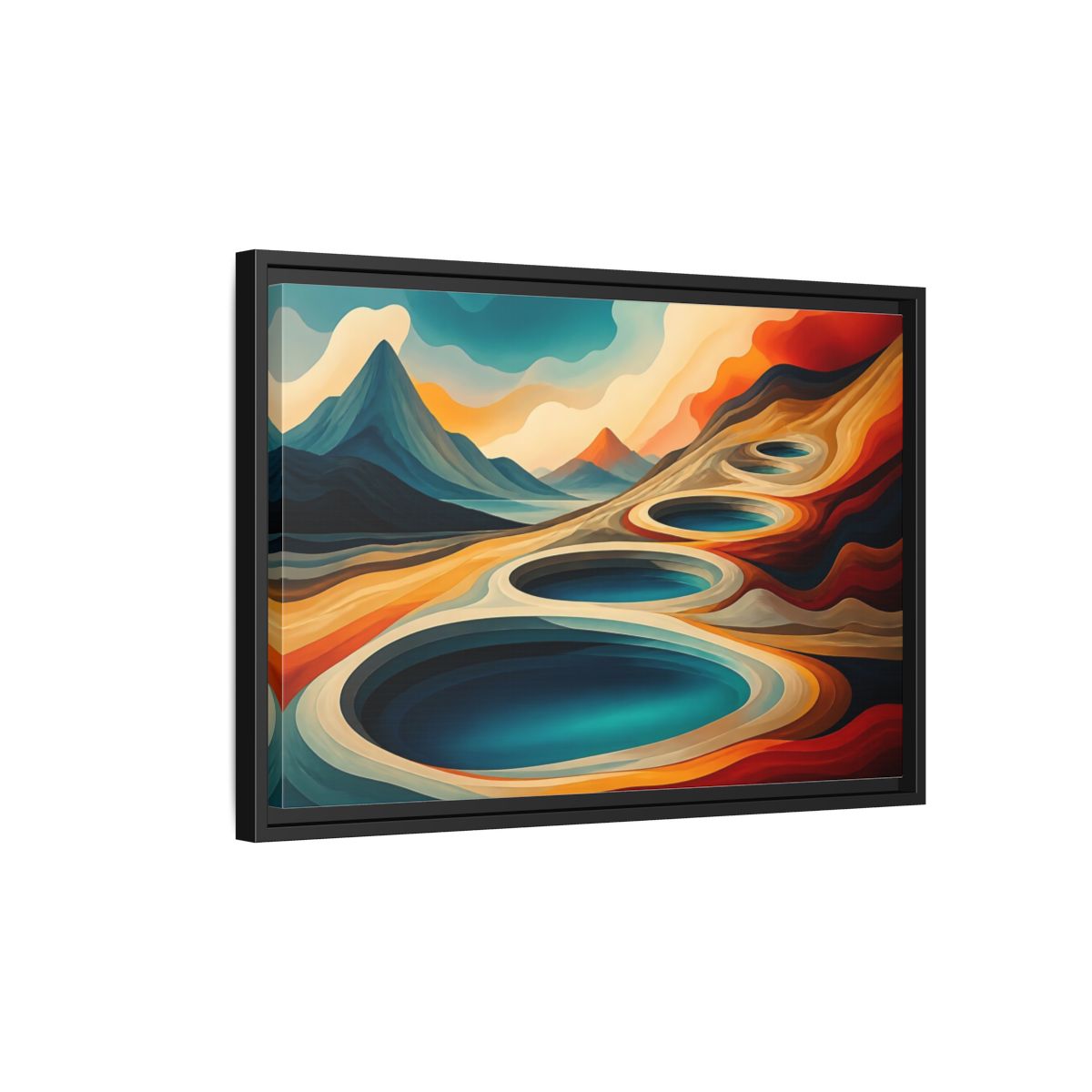 Side Mockup 3. Concentric Mountain Pools shown as framed canvas print