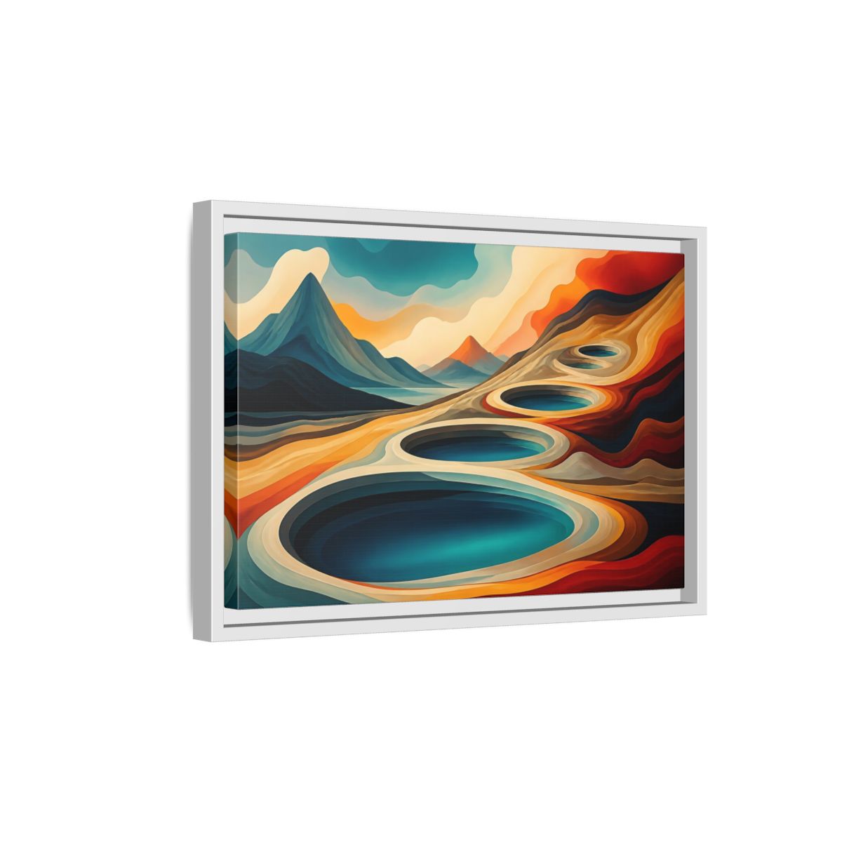 Side Mockup 4. Concentric Mountain Pools shown as framed canvas print