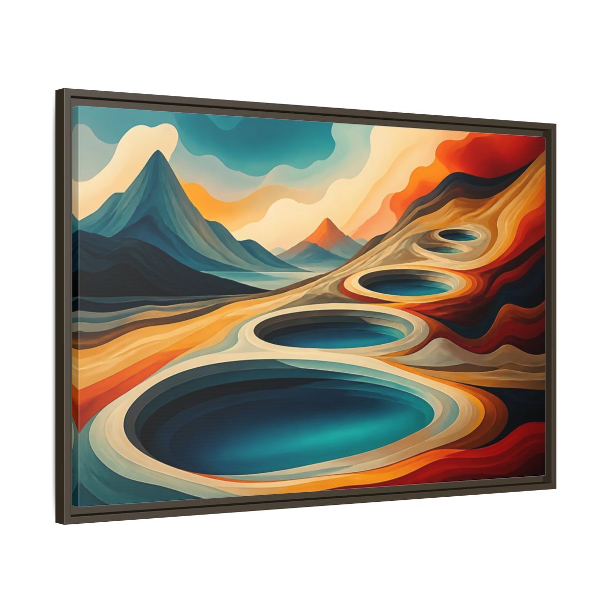 Main Mockup. Concentric Mountain Pools shown as framed canvas print