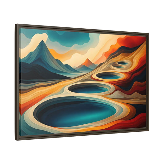 Main Mockup. Concentric Mountain Pools shown as framed canvas print