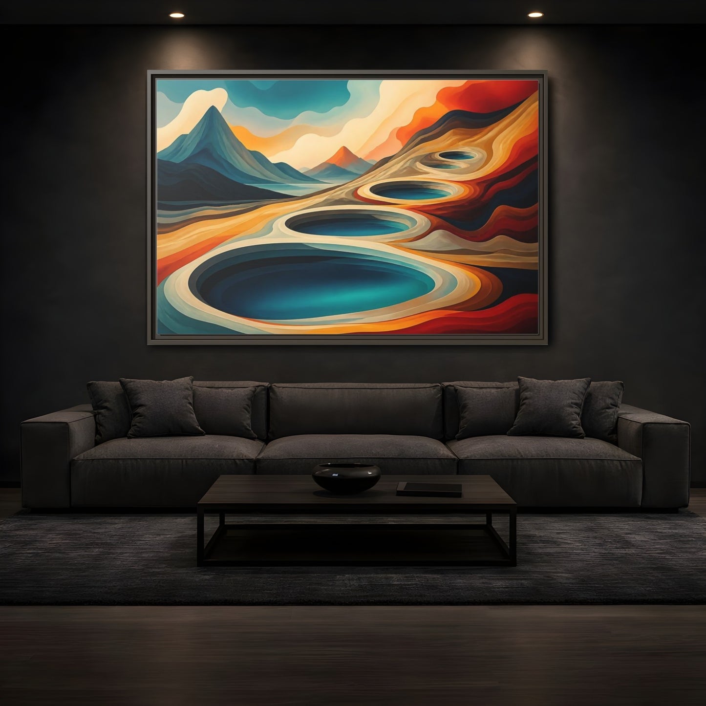 Mockup 3. Concentric Mountain Pools shown as framed canvas print