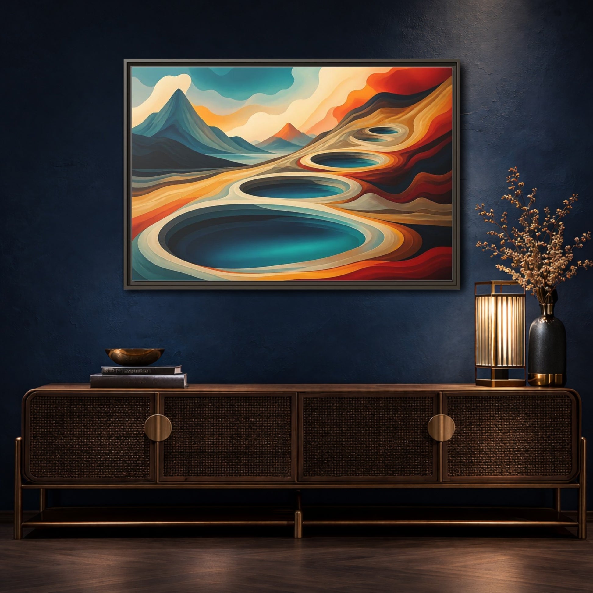 Mockup 4. Concentric Mountain Pools shown as framed canvas print