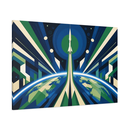 Side Mockup 1. Constructivist Rocket Ascent shown as canvas print