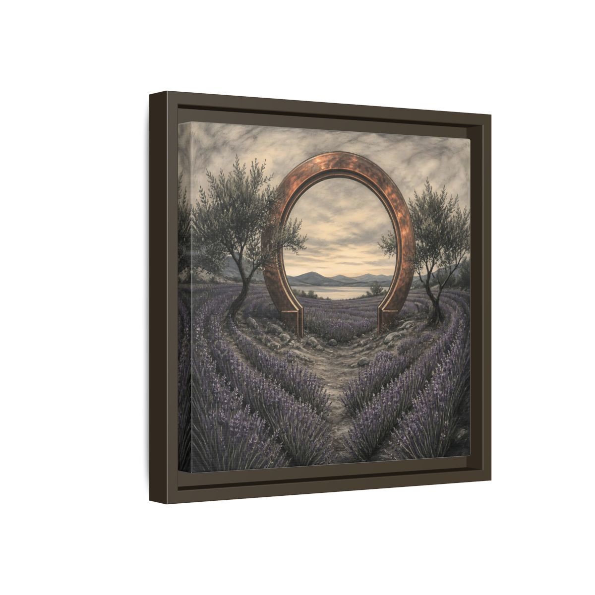 Side Mockup 17. Copper Archway In Lavender shown as framed canvas print