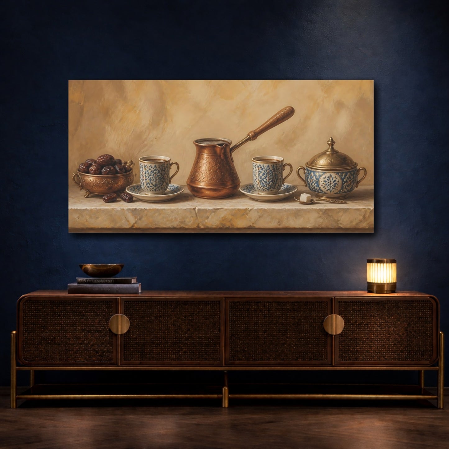 Mockup 4. Copper Coffee And Dates shown as canvas print