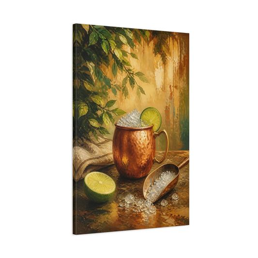 Main Mockup. Copper Mug With Lime shown as canvas print