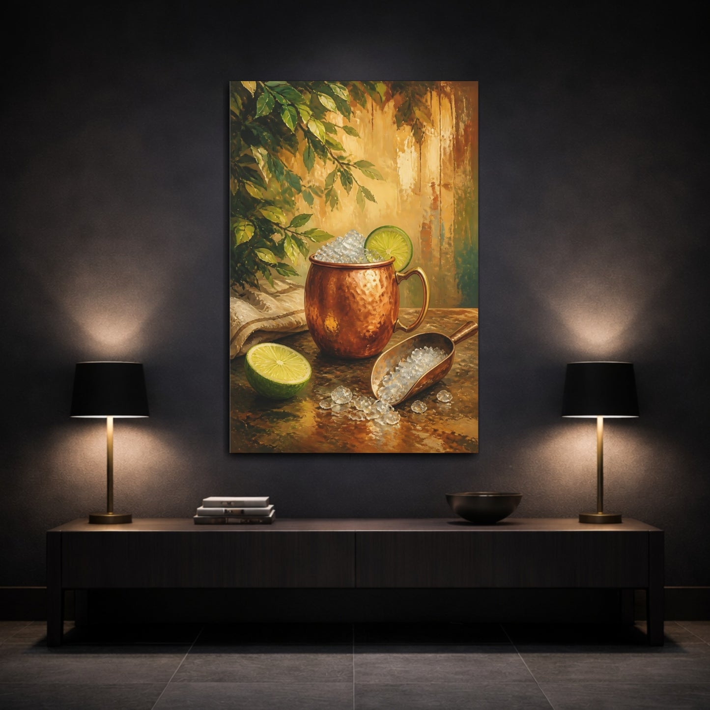 Mockup 3. Copper Mug With Lime shown as canvas print