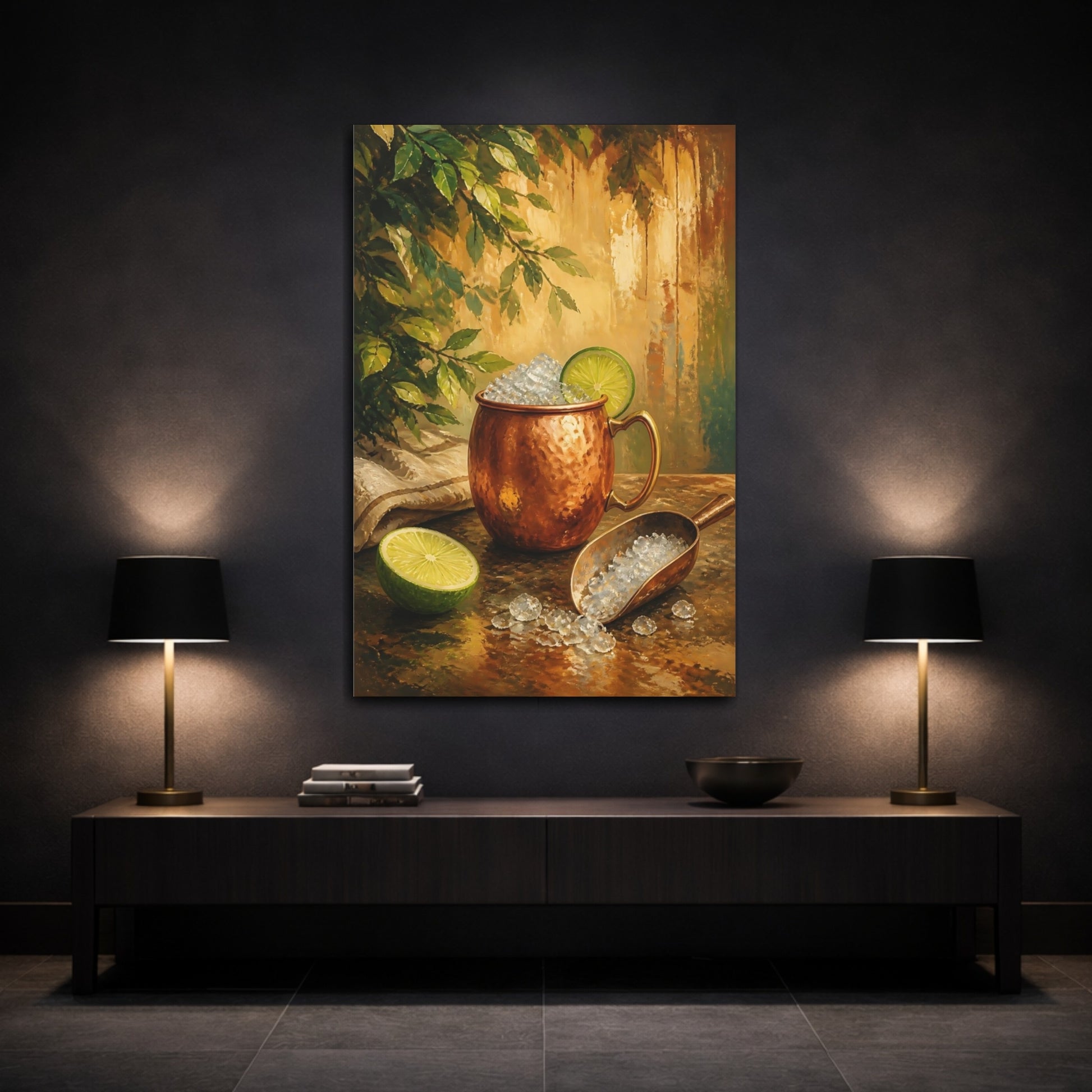Mockup 3. Copper Mug With Lime shown as canvas print