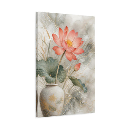 Side Mockup 3. Coral Lotus Floral Elegance shown as canvas print