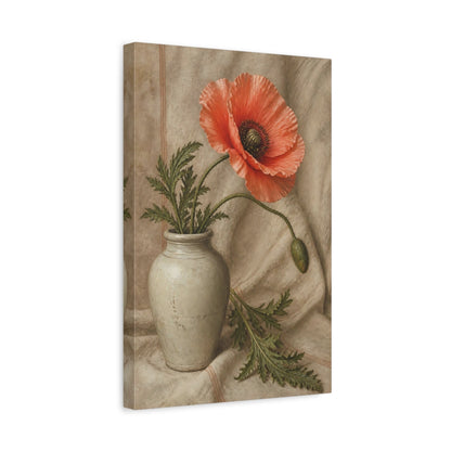 Side Mockup 4. Coral Poppy Floral Study shown as canvas print