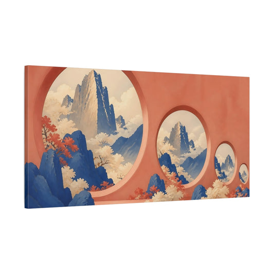 Main Mockup. Coral Window Mountain Vista shown as canvas print