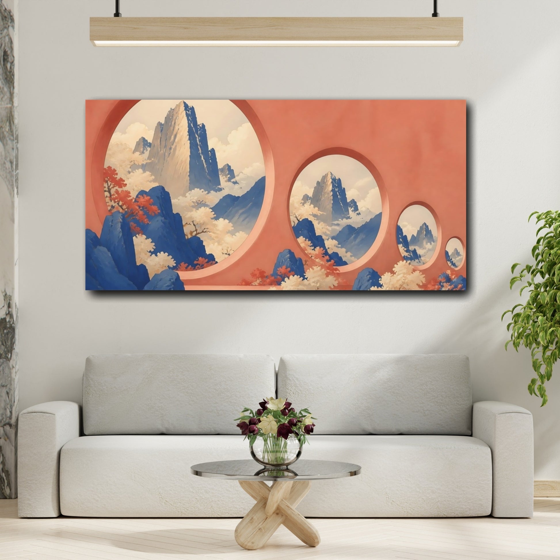 Mockup 2. Coral Window Mountain Vista shown as canvas print