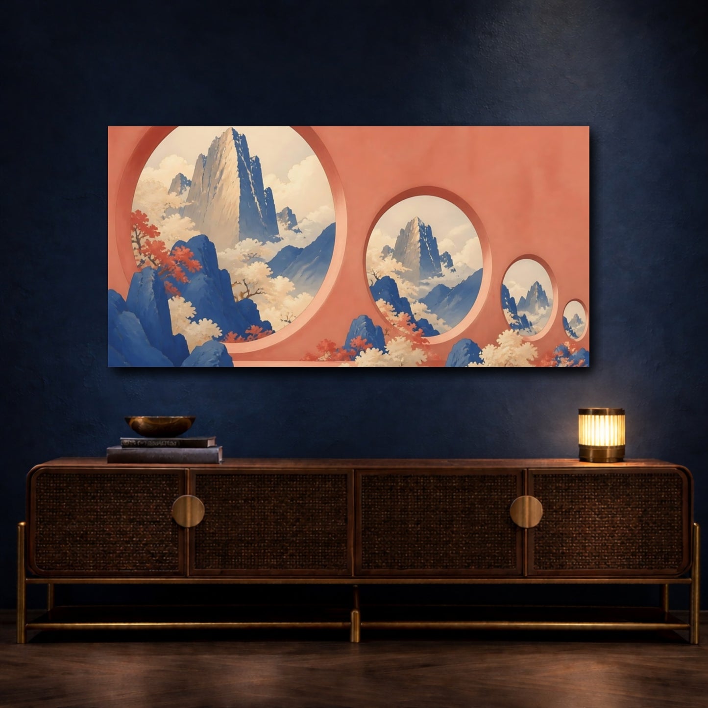 Mockup 4. Coral Window Mountain Vista shown as canvas print
