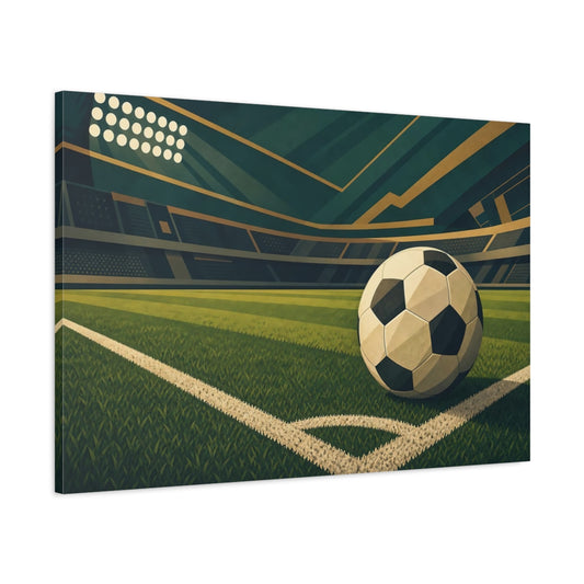 Main Mockup. Corner Kick Soccer Ball shown as canvas print