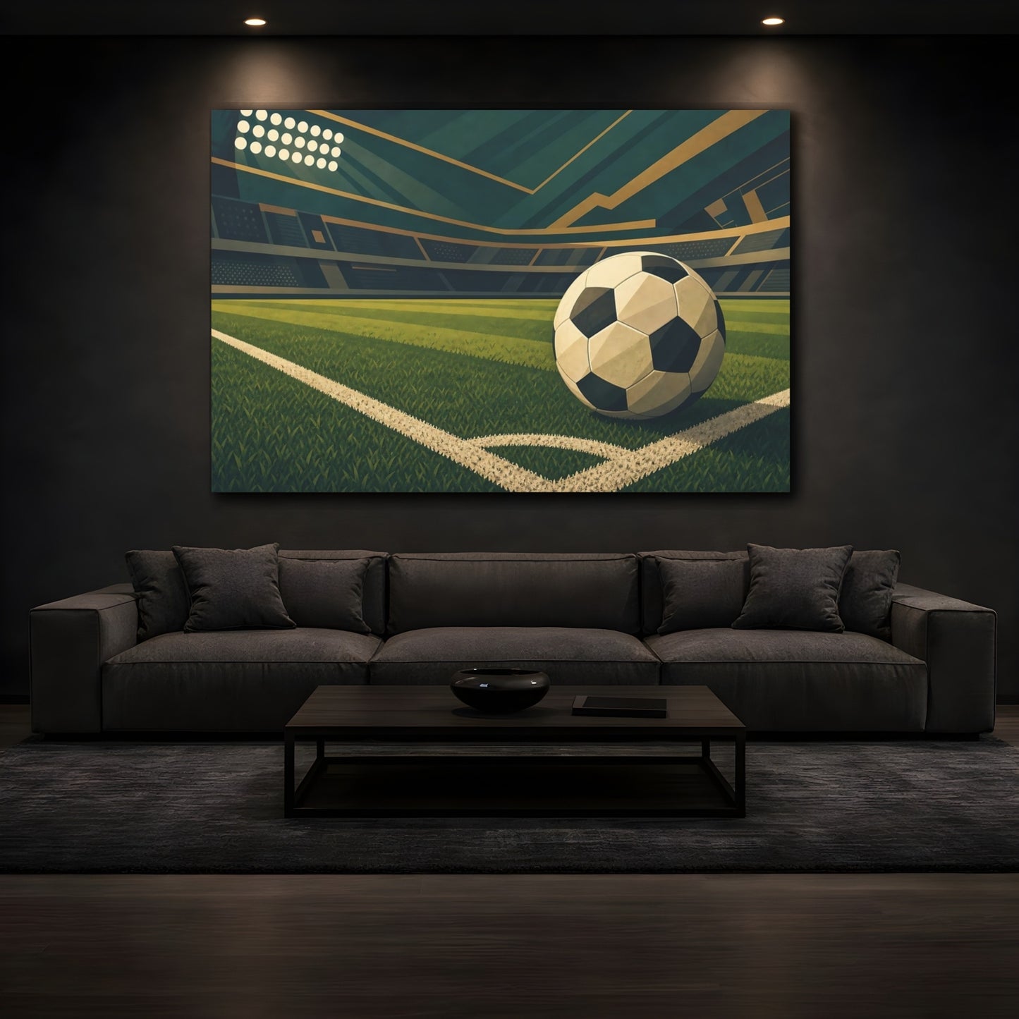 Mockup 3. Corner Kick Soccer Ball shown as canvas print