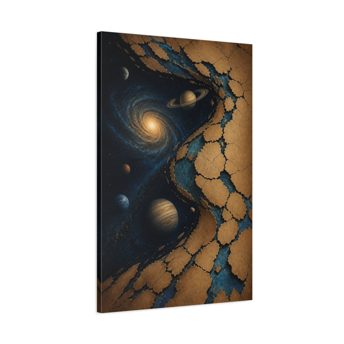 Main Mockup. Cosmic Ringed Planets shown as canvas print