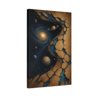 Side Mockup 3. Cosmic Ringed Planets shown as canvas print