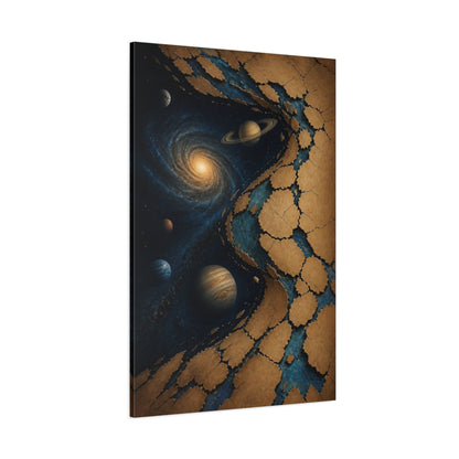 Side Mockup 1. Cosmic Ringed Planets shown as canvas print