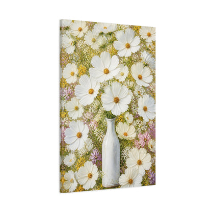 Main Mockup. Cosmos Floral Bouquet shown as canvas print