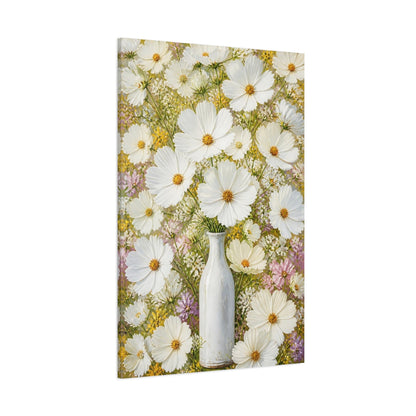Side Mockup 1. Cosmos Floral Bouquet shown as canvas print
